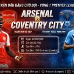 Ảnh poster nhận định, soi kèo trận đấu Arsenal vs Coventry City lúc 02h00 ngày 22/08/2026 vòng 1 Ngoại hạng Anh cập nhật tại Xoilac TV.