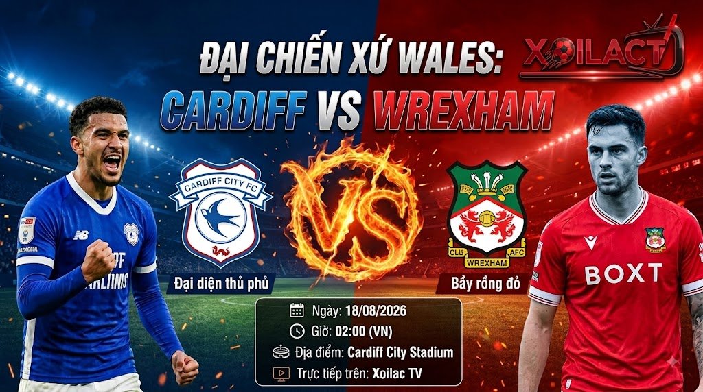 Nhận định, soi kèo trận Cardiff vs Wrexham lúc 02h00 ngày 18/8 vòng 1 Hạng Nhất Anh 2026/27.