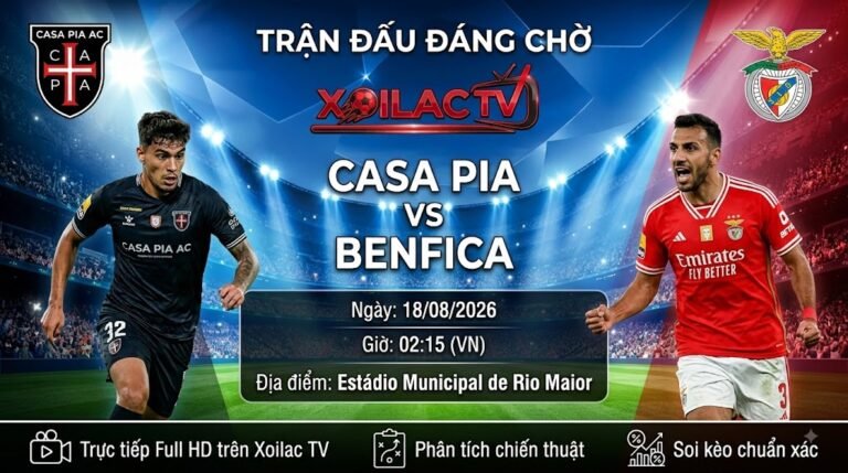 Nhận định soi kèo trận đấu Casa Pia vs Benfica lúc 02h15 ngày 18/08/2026 tại giải VĐQG Bồ Đào Nha.