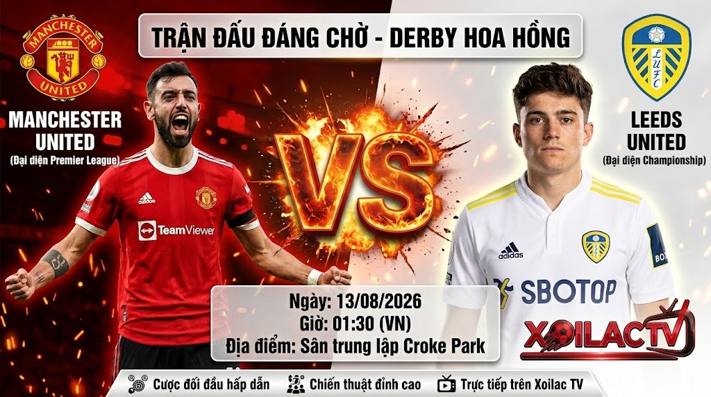 Nhận định bóng đá MU vs Leeds trận Derby Hoa Hồng ngày 13/8 chi tiết tại Xoilac TV