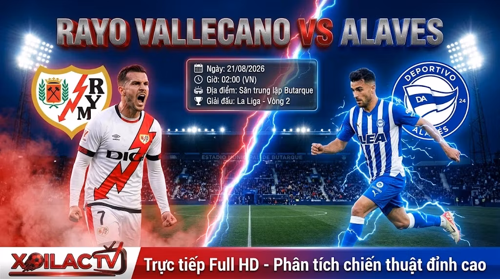 Nhận định soi kèo Rayo Vallecano vs Alaves 02h00 ngày 21/08 vòng 2 La Liga - Trực tiếp bóng đá Xoilac TV.