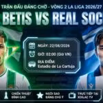 Ảnh bìa nhận định bóng đá, soi kèo trận đấu giữa Real Betis vs Real Sociedad lúc 02h00 ngày 22/08 vòng 2 La Liga trên nền tảng Xoilac TV.